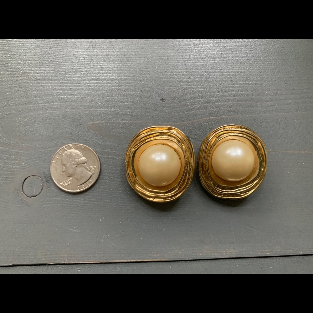 COPY - Large Vintage Gold Clip on Earrings